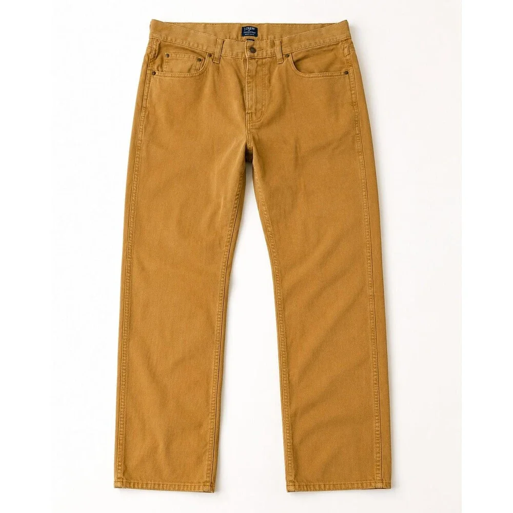 J.Crew The Sutton Pants Mens 34x34 Tan Brown 5 Pocket Straight Casual